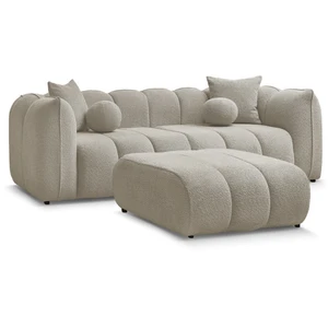 Bobochic canapé droit fixe 3 places denver avec pouf taupe DENVER pas cher
