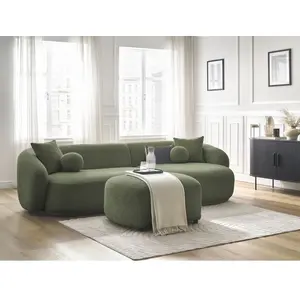 Comparateur de prix : Bobochic canapé d'angle fixe ashley avec pouf vert angle droit ASHLEY