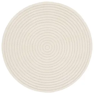 Tapis rond poils ras ONDELIA motif géométrique crème 160x160 BOBOCHIC pas cher