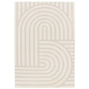 Bobochic - Tapis Tapis poils ras shylo motif géométrique 200x290 Beige pas cher