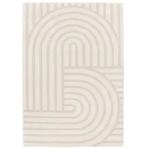 Tapis BOBOCHIC - Tapis poils ras SHYLO motif géométrique 160x230 Beige pas cher