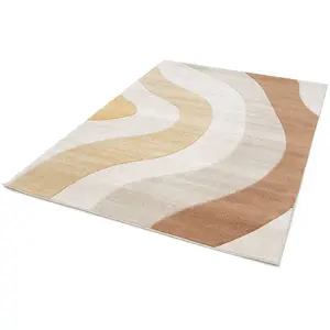 Bobochic tapis poils ras nova motif abstrait beige 200x290 NOVA