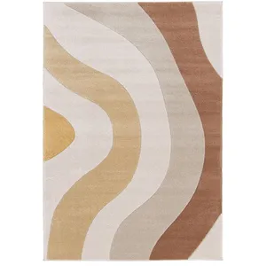 Bobochic tapis poils ras nova motif abstrait beige 160x230 NOVA pas cher
