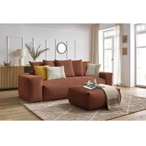 Canapé droit convertible coffre VOLTAIRE avec pouf Bobochic pas cher