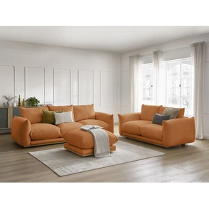 Ensemble canapé droit fixe 3+2 places ERNEST avec pouf orange   BOBOCHIC pas cher