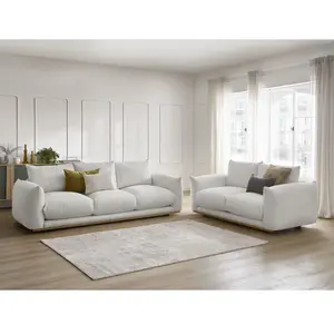 Ensemble canapé droit fixe 3 + 2 places ERNEST Gris clair   BOBOCHIC TU pas cher