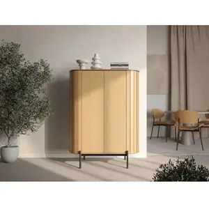 Bobochic - Buffet Haut Arrondi 2 Portes 107 Cm Amboise Couleur Chêne pas cher