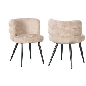 Bobochic lot de 2 chaises solea tissu velours beige SOLEA pas cher