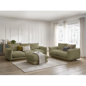 Ensemble canapé droit fixe 3+2 places ERNEST avec pouf vert   BOBOCHIC