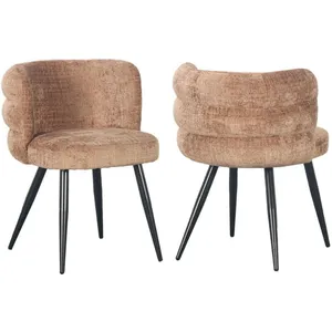 Bobochic lot de 2 chaises solea tissu velours marron clair SOLEAVendu parbobochic-paris