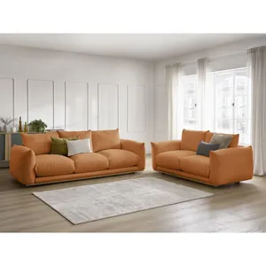 Bobochic ensemble canapé droit fixe 3 + 2 places ernest orange ERNEST pas cher