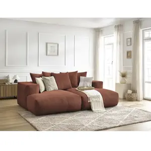 Canapé droit fixe 4 places VOLTAIRE assise profonde orange   BOBOCHIC pas cher