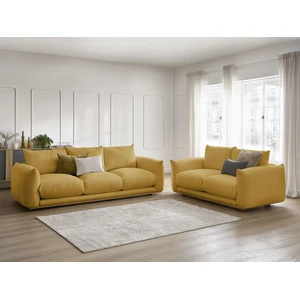 Bobochic ensemble canapé droit fixe 3 + 2 places ernest jaune ERNEST pas cher