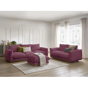Ensemble canapé droit fixe 3+2 places ERNEST avec pouf rouge   BOBOCHIC pas cher