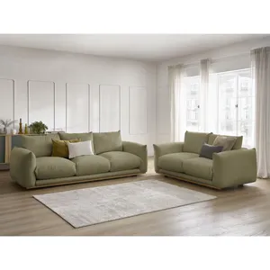 Bobochic ensemble canapé droit fixe 3 + 2 places ernest vert ERNEST pas cher