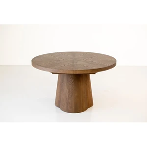 Comparateur de prix : Table à manger ronde extensible 130 à 180 cm SUGITON placage chêne mas...