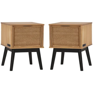 Lot de 2 chevets ALBI bois massif et rotin BOBOCHIC pas cher