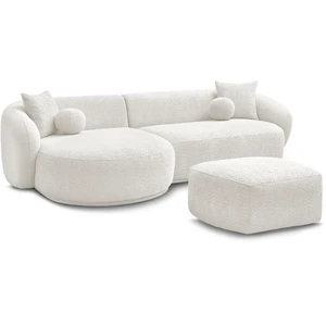 Comparateur de prix : Canapé d'angle fixe ASHLEY avec pouf Bobochic