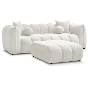 Bobochic canapé droit fixe 3 places denver avec pouf blanc DENVER pas cher
