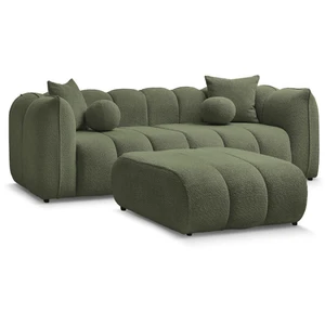 Bobochic canapé droit fixe 3 places denver avec pouf vert DENVER pas cher