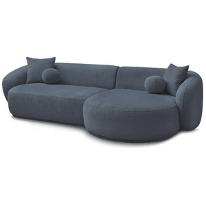 Canapé d'angle fixe ASHLEY bleu foncé angle droit BOBOCHIC 4 places pas cher