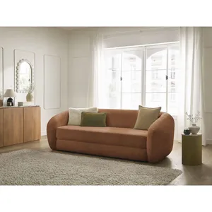 Bobochic canapé droit convertible déplimousse neyo tissu texturé orange NEYO pas cher