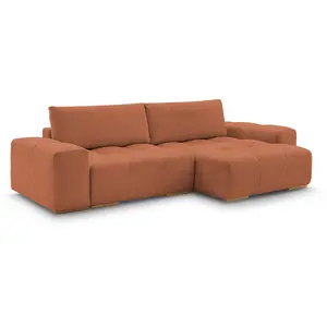 BOBOCHIC Canapé d'angle réversible ANAKIN tissu bouclette orange  réversible BO... pas cher