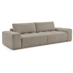 BOBOCHIC Canapé droit convertible coffre ANAKIN tissu bouclette taupe BOBOCHI... pas cher