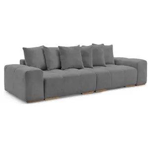 BOBOCHIC Canapé droit convertible coffre ANAKIN tissu bouclette gris foncé   BO... pas cher