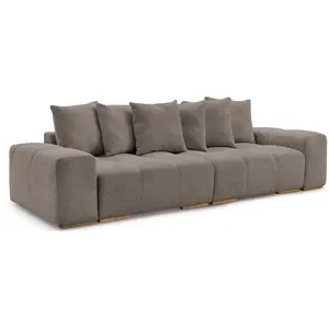 BOBOCHIC Canapé droit convertible coffre ANAKIN tissu bouclette marron   BOBOCH... pas cher