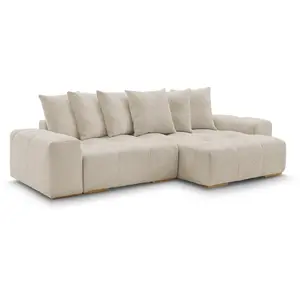 BOBOCHIC Canapé d'angle réversible ANAKIN tissu bouclette beige réversible BOB... pas cher