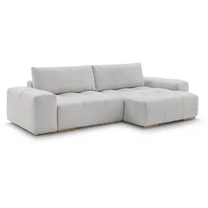BOBOCHIC Canapé d'angle réversible ANAKIN tissu bouclette gris clair réversibl... pas cher