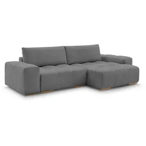 BOBOCHIC Canapé d'angle réversible ANAKIN tissu bouclette gris foncé  réversibl... pas cher