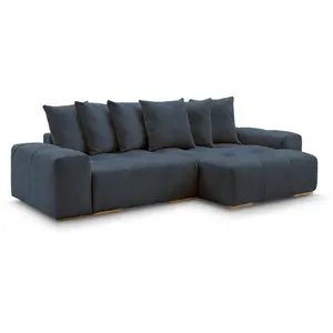 BOBOCHIC Canapé d'angle réversible ANAKIN tissu bouclette bleu foncé  réversibl... pas cher
