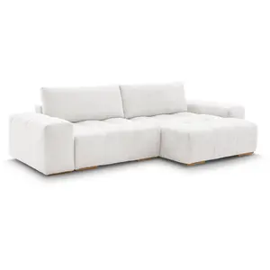 BOBOCHIC Canapé d'angle convertible réversible coffre ANAKIN tissu bouclette bl... pas cher