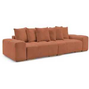 BOBOCHIC Canapé droit convertible coffre ANAKIN tissu bouclette orange   BOBOCH... pas cher