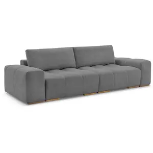 BOBOCHIC Canapé droit convertible coffre ANAKIN tissu bouclette gris foncé   BO... pas cher