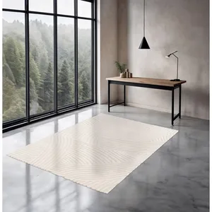 Tapis poils courts STAN motif abstrait beige 200x290 BOBOCHIC pas cher