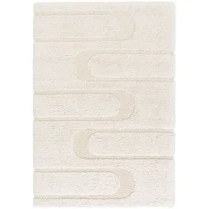Tapis poils longs CALEB motif graphique ecru 160x230 BOBOCHIC pas cher