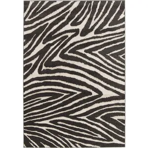 Tapis poils ras ZAYN motif abstrait gris 200x290  BOBOCHIC