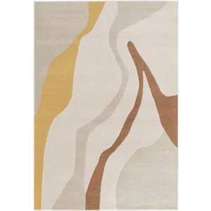 Tapis poils ras ULYS motif abstrait beige 160x230  BOBOCHIC pas cher