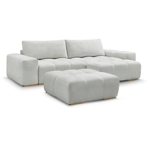 BOBOCHIC Canapé d'angle réversible ANAKIN tissu texturé avec pouf gris clair r... pas cher