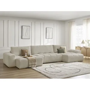 BOBOCHIC Canapé panoramique convertible coffre ANAKIN tissu texturé beige BOB... pas cher