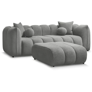 Bobochic canapé droit fixe 3 places denver avec pouf gris clair DENVER pas cher