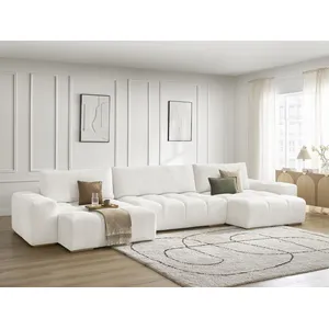 BOBOCHIC Canapé panoramique convertible coffre ANAKIN tissu texturé blanc BOB... pas cher
