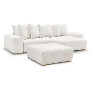 BOBOCHIC Canapé d'angle réversible ANAKIN tissu texturé avec pouf blanc révers... pas cher