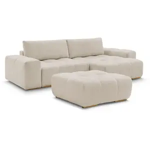 Comparateur de prix : Canapé d'angle convertible réversible coffre ANAKIN tissu bouclette av...