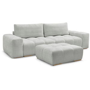 BOBOCHIC Canapé droit fixe 3 places ANAKIN tissu texturé avec pouf gris clair ... pas cher