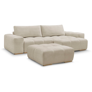 BOBOCHIC Canapé d'angle réversible ANAKIN tissu texturé avec pouf beige révers... pas cher