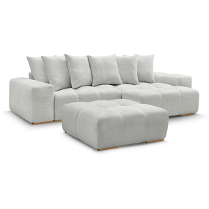 BOBOCHIC Canapé d'angle réversible ANAKIN tissu texturé avec pouf gris clair r... pas cher